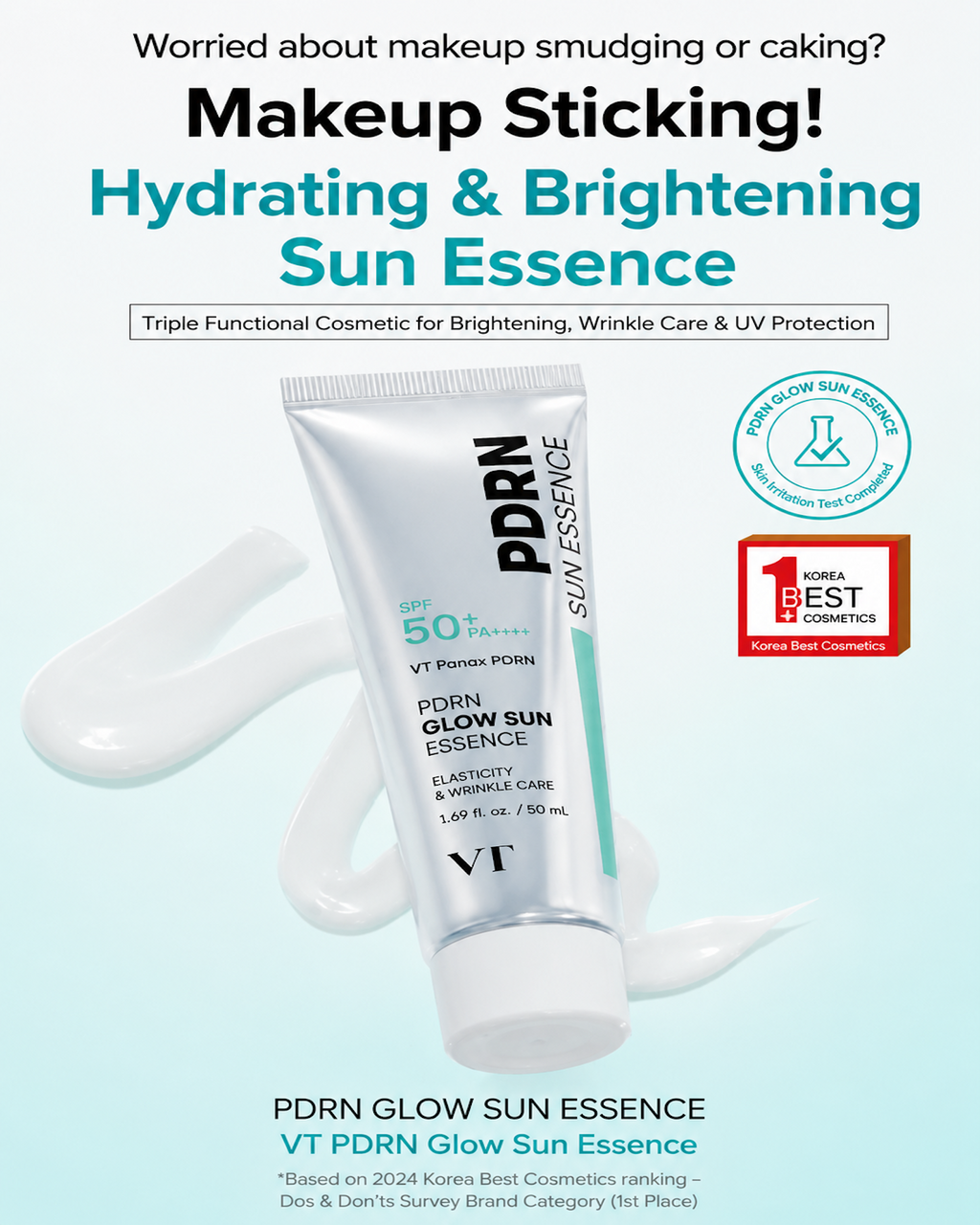 VT Cosmetics - PDRN Glow Sun Essence SPF50+ PA++++