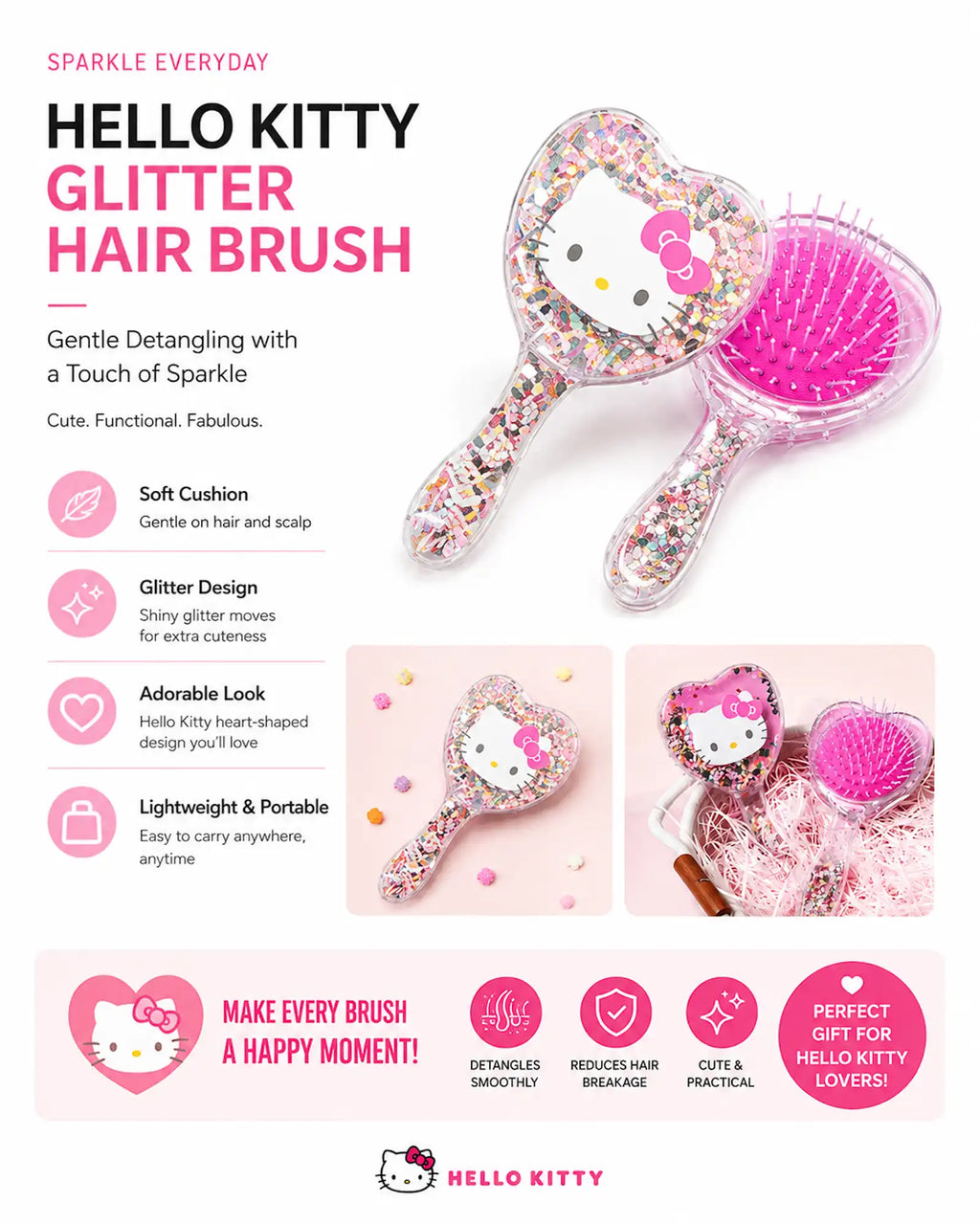 daiso - Hello Kitty Glitter Hair Brush