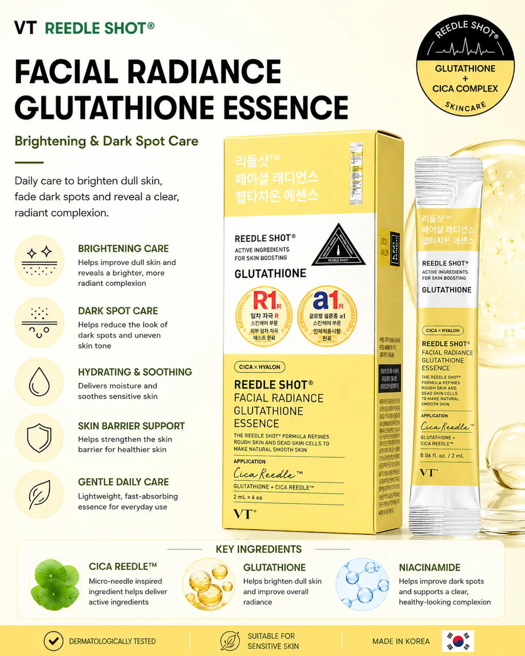 VT Cosmetics - Reedle Shot Facial Radiance Glutathione Essence (2ml x 6pcs)