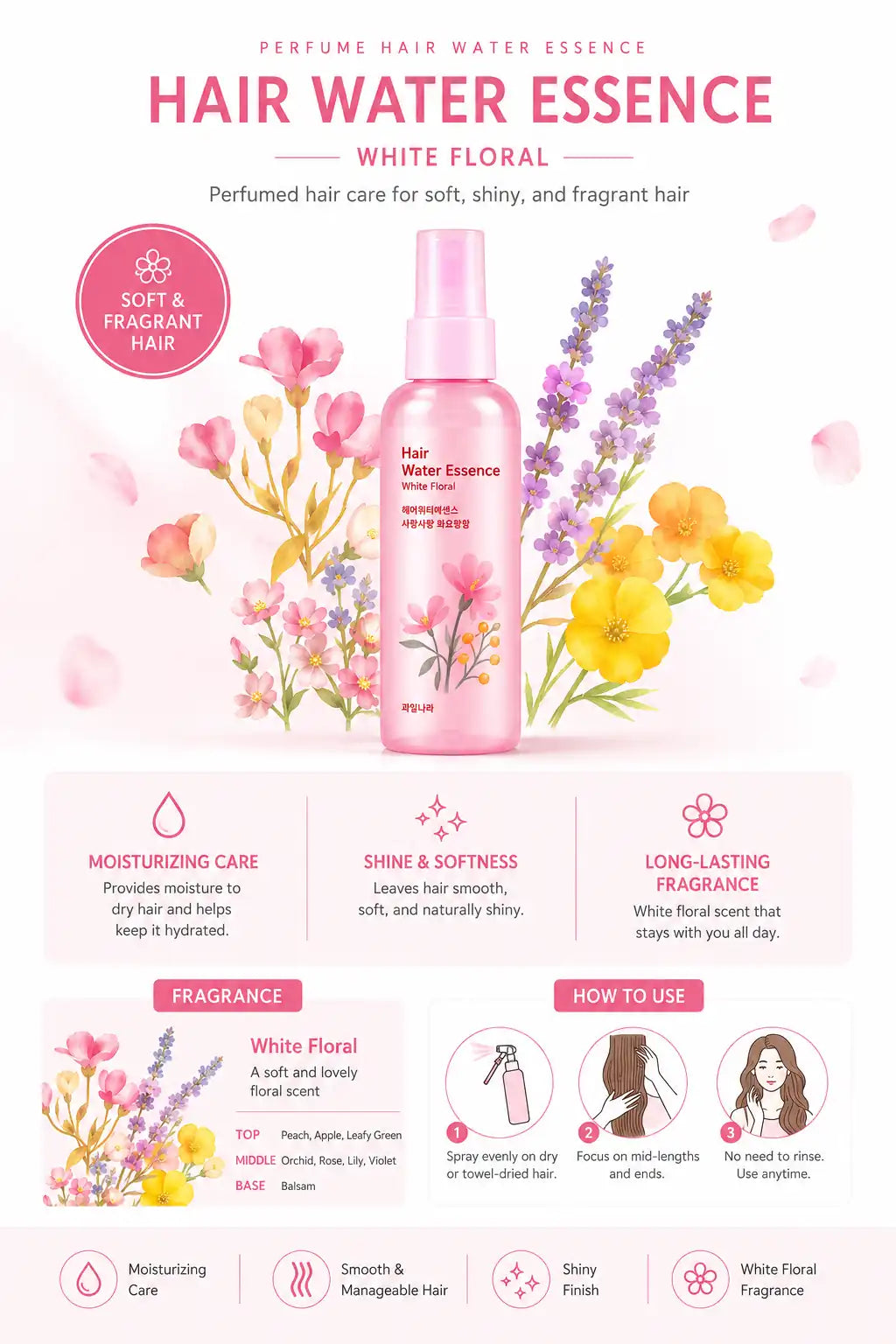 Fruitland - Hair Water Essence – White Floral 110ml