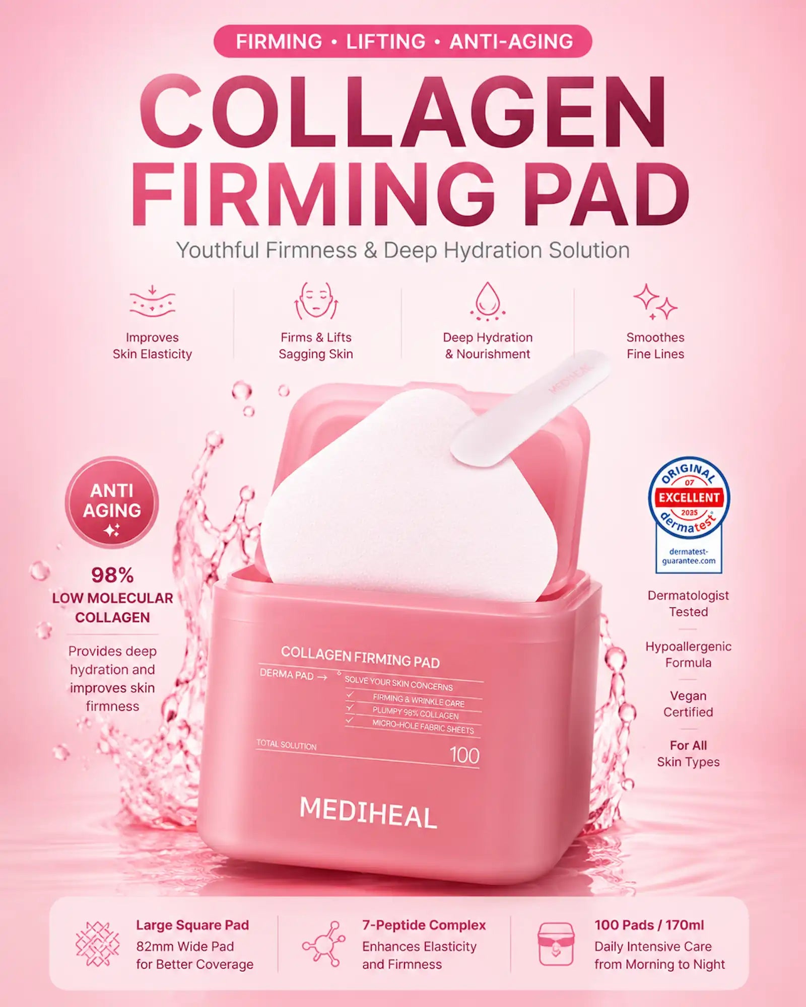 MEDIHEAL - Collagen Firming Pad (100 Pads / 170ml)
