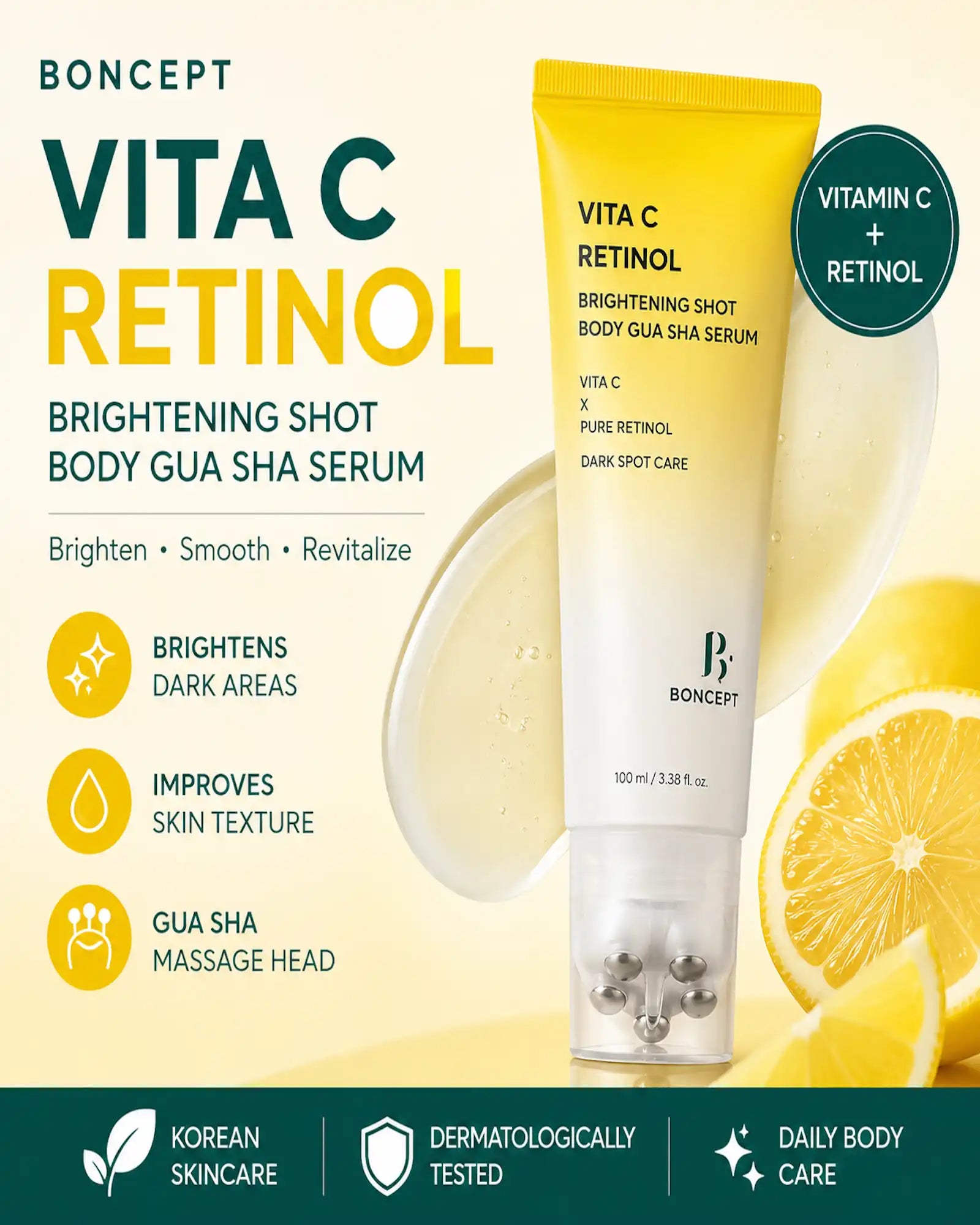 BONCEPT - Vita C Brightening Shot Body Gua Sha Serum (100ml)