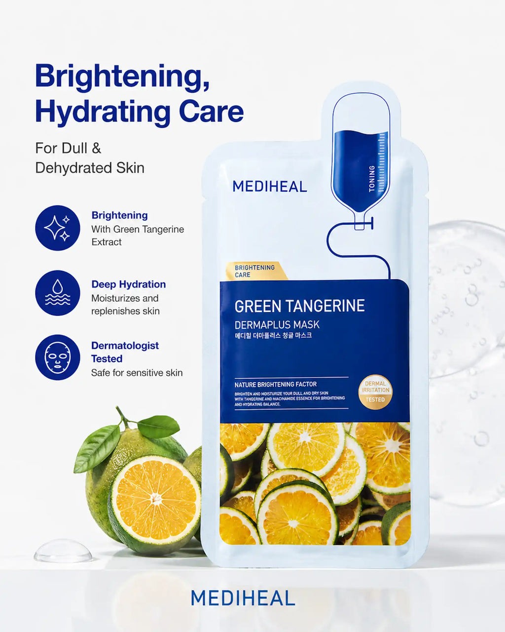 MEDIHEAL - GREEN TANGERINE DERMAPLUS MASK (10 Pack)