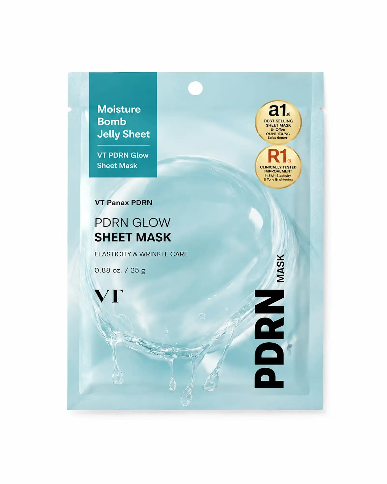 VT Cosmetics - PDRN Glow Sheet Mask – Hydrating Jelly Sheet Mask (5 Pack)