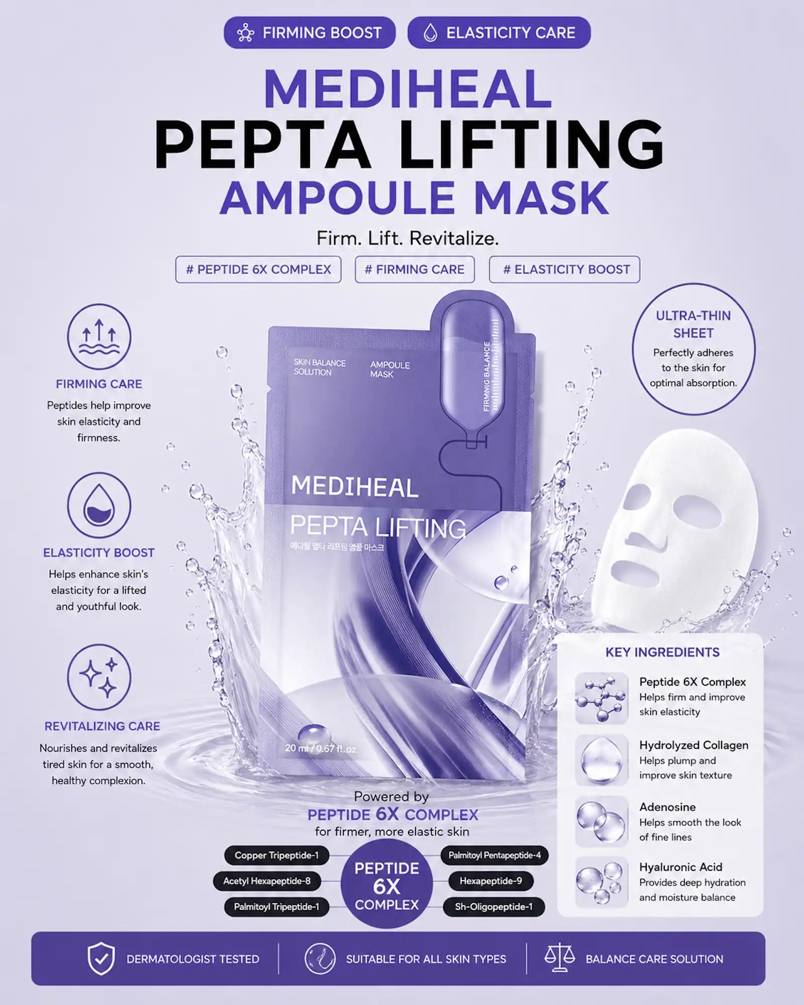 MEDIHEAL - Pepta Lifting Ampoule Mask (5 Pack)