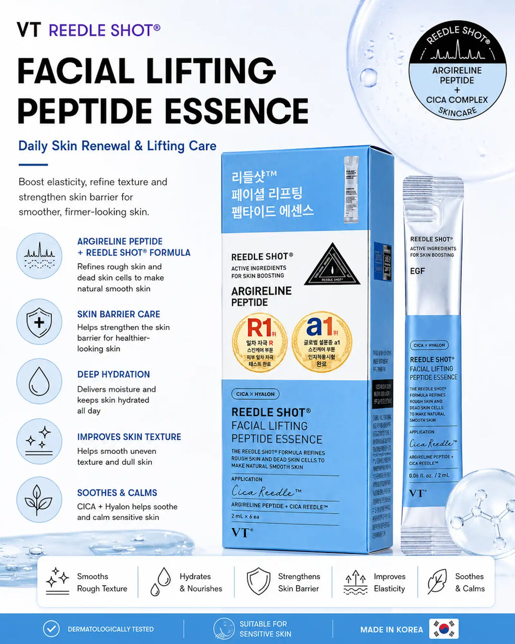 VT Cosmetics - Reedle Shot Facial Lifting Peptide Essence (2ml x 6pcs)