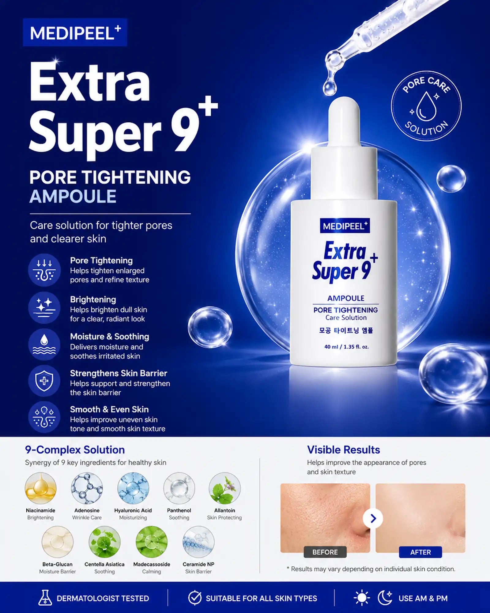 MEDIPEEL - Extra Super 9+ Pore Tightening Ampoule (40ml)