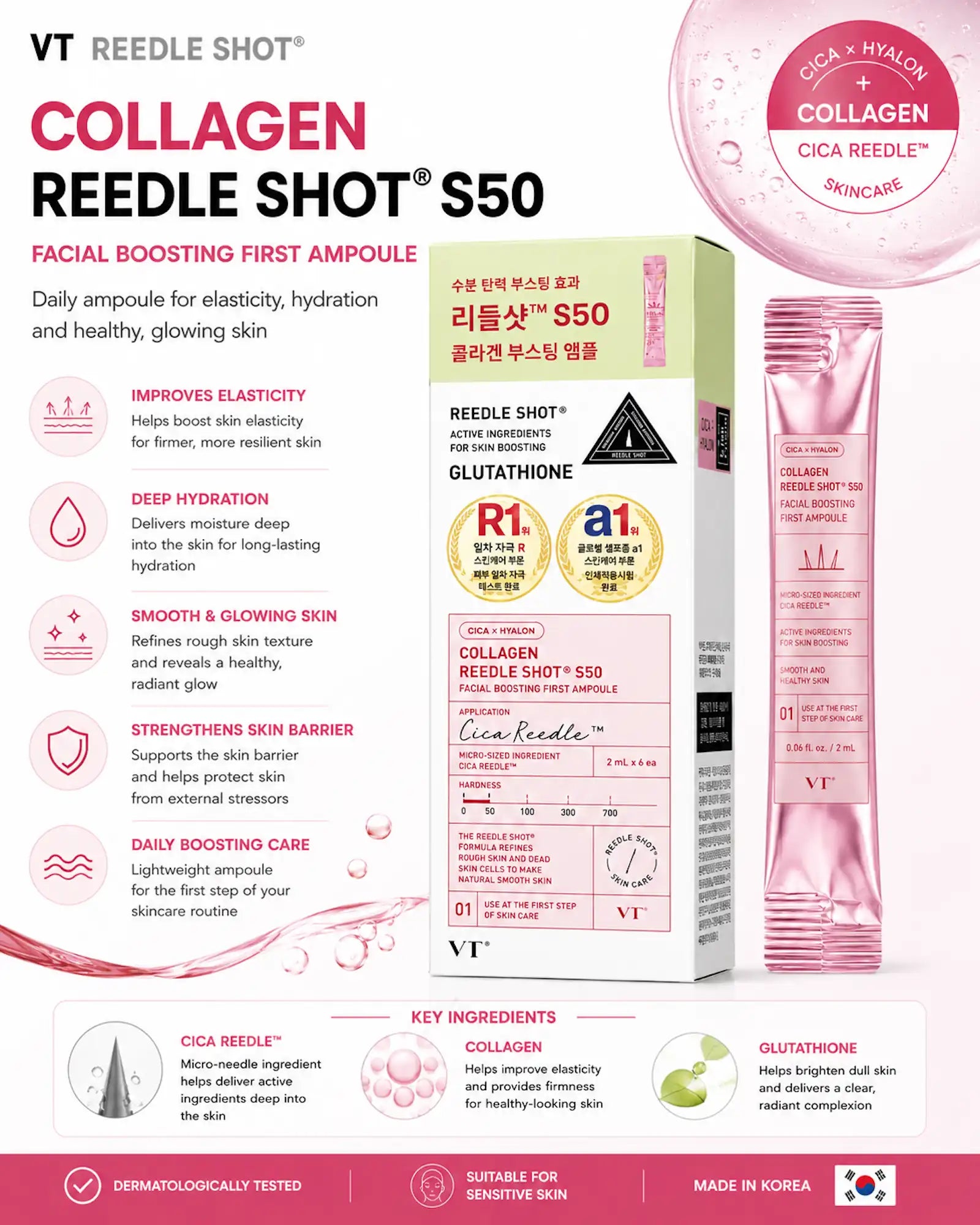VT Cosmetics - Reedle Shot Collagen S50 Facial Boosting First Ampoule (2ml x 6pcs)