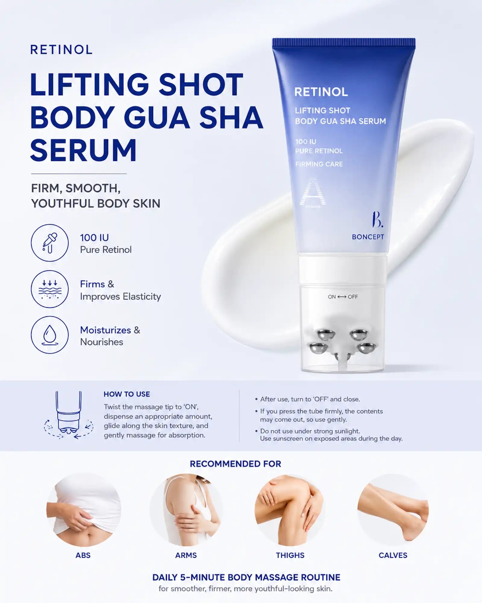 BONCEPT - Retinol Lifting Shot Body Gua Sha Serum (100ml)