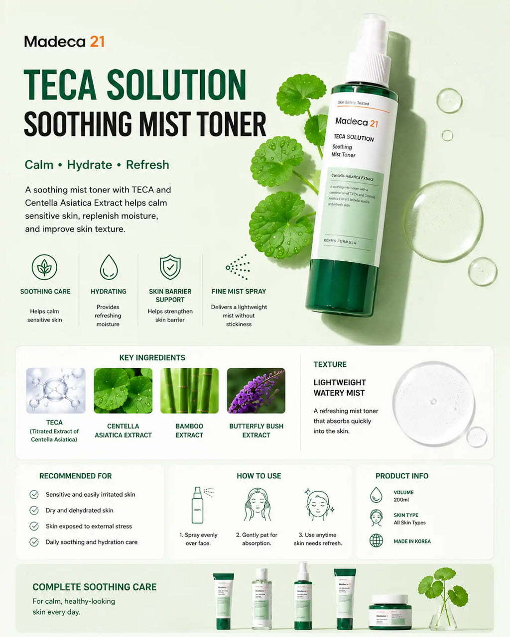 Madeca21 - TECA Solution Soothing Mist Toner 200ml